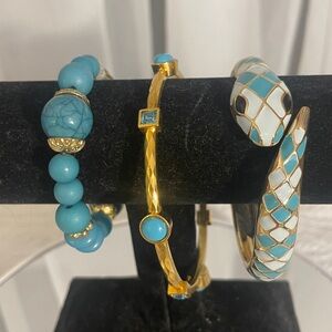 Turquoise bracelet set featuring three unique and attractive, bracelets.